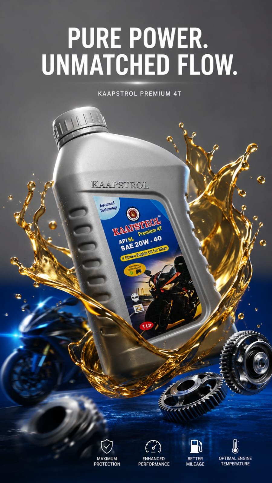 Kaapstrol Premium 4T motorcycle oil campaign